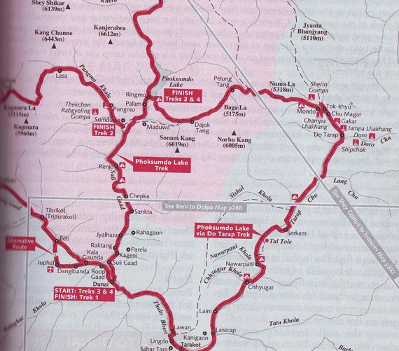 Dolpo Region Trekking Trip Map