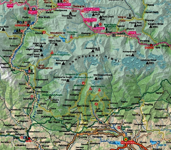 Nepal Tour Trip Map