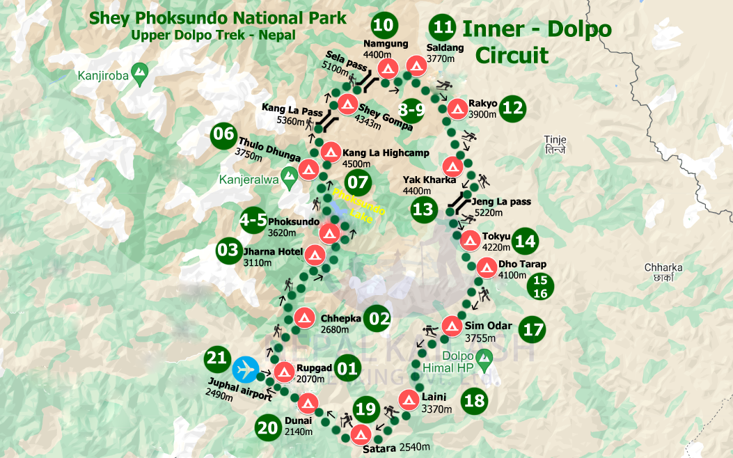 Dolpo Region Trekking Trip Map