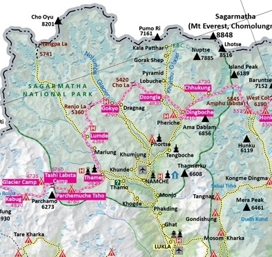 Everest Region Trekking Trip Map