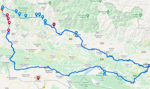 Nature Trekking Trip Map